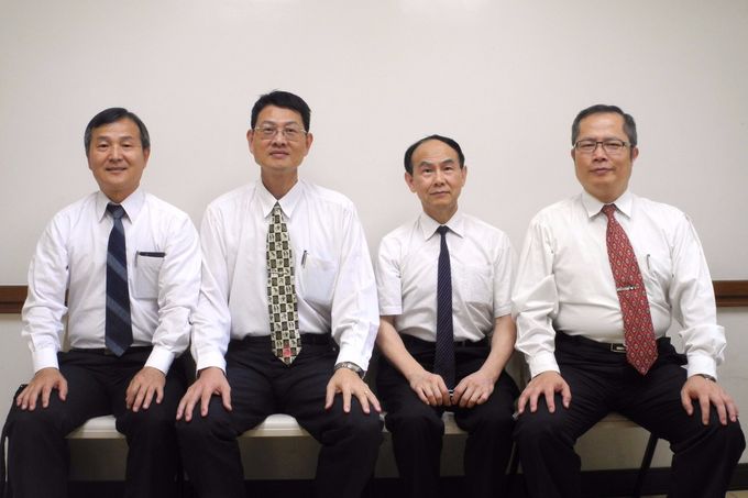 2016北投支會歷任主教，從左至右：談偉創（第一任）、張福松（第二任）、洪秀徳（第三任）、徐相煌（現任）